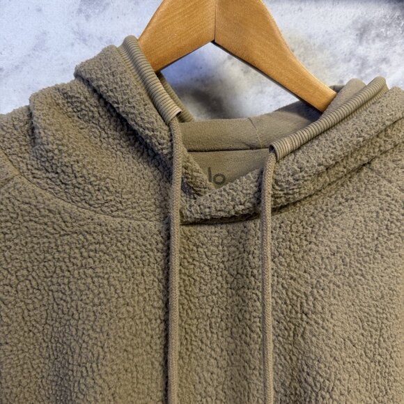 Alo Fleece Sweatshirt Jacket Medium 22.5x26.5 Brown Micro Sherpa Yoga - Picture 3 of 16